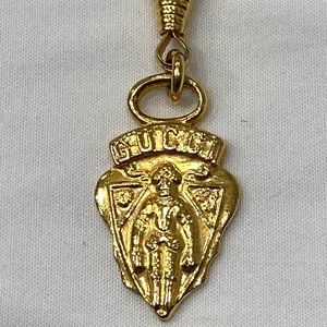 Vintage Gucci Gold Tone Shield Knight Crest Zipper Pull Bag Charm